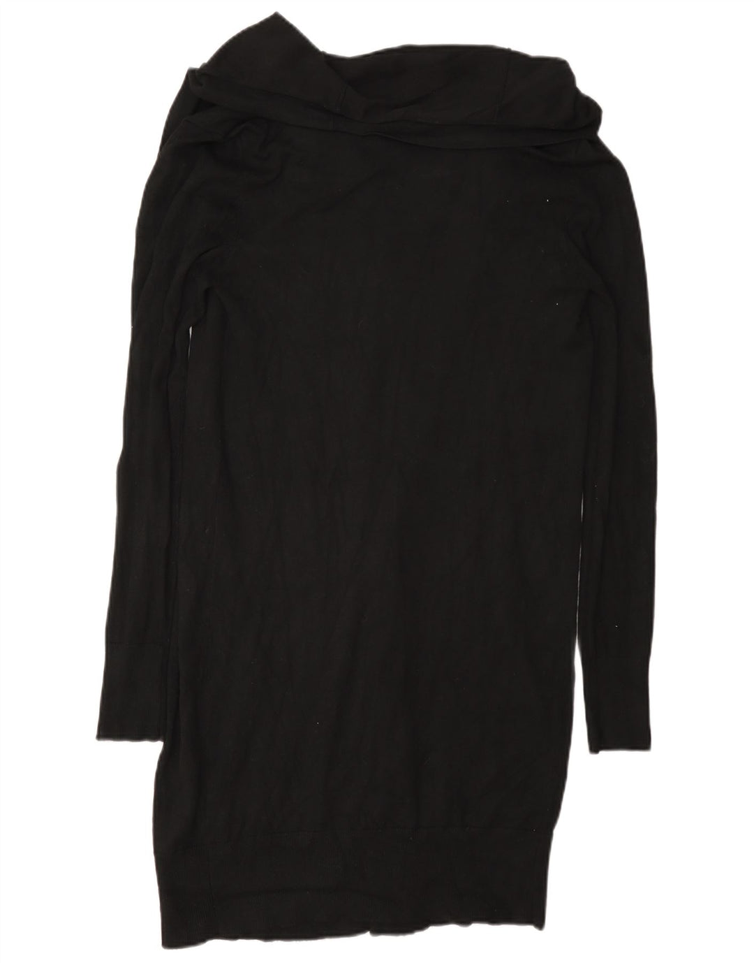 Zara Womens Longline Open Cardigan Sweater UK 12 Medium Black Viscose