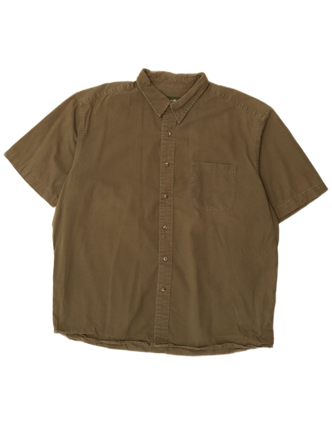 EDDIE BAUER Kortærmet herreskjorte XL Khaki Bomuld