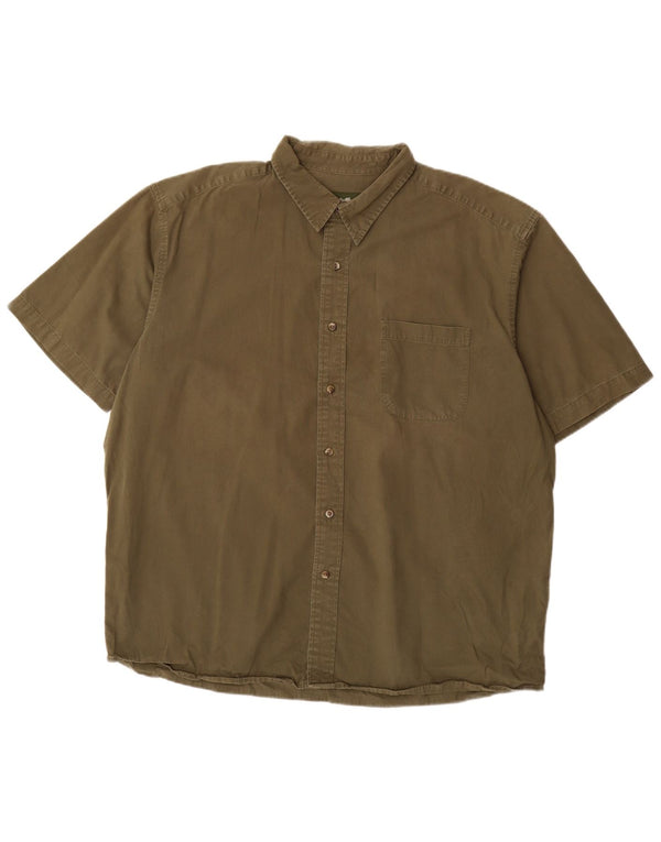 EDDIE BAUER Kortærmet herreskjorte XL Khaki Bomuld