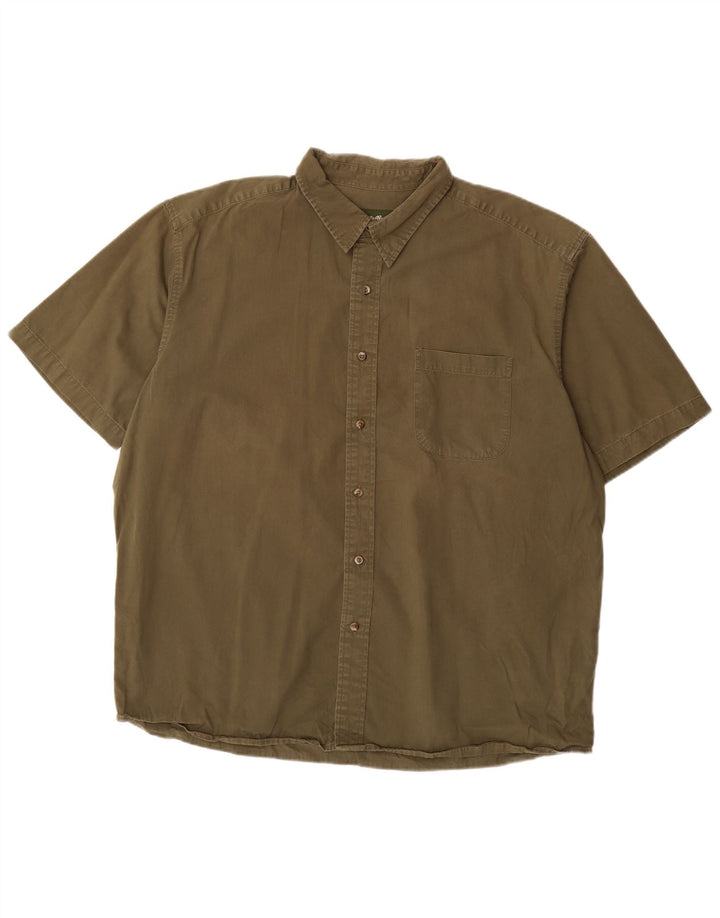EDDIE BAUER Kortærmet herreskjorte XL Khaki Bomuld