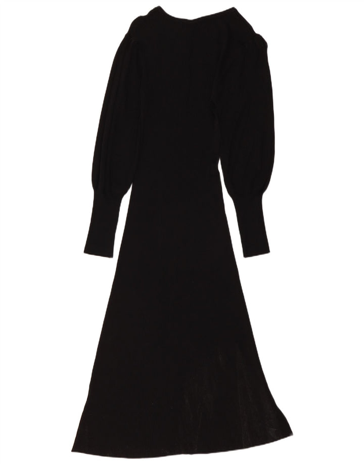 ZARA Dame Jumper Dress UK 6 Small Black Viscose