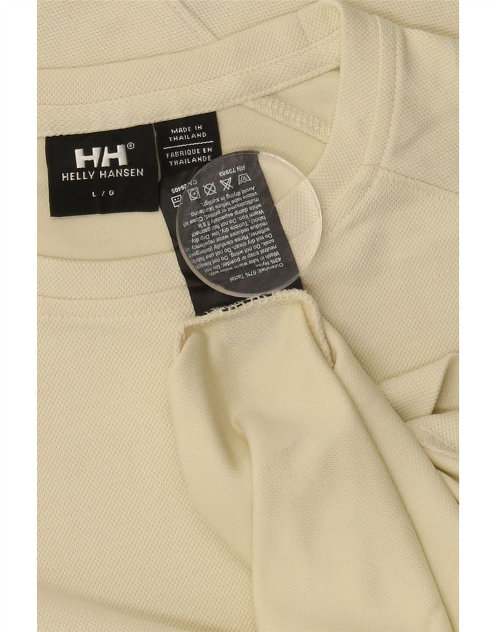 HELLY HANSEN Mens Top Long Sleeve Large Off White Nylon
