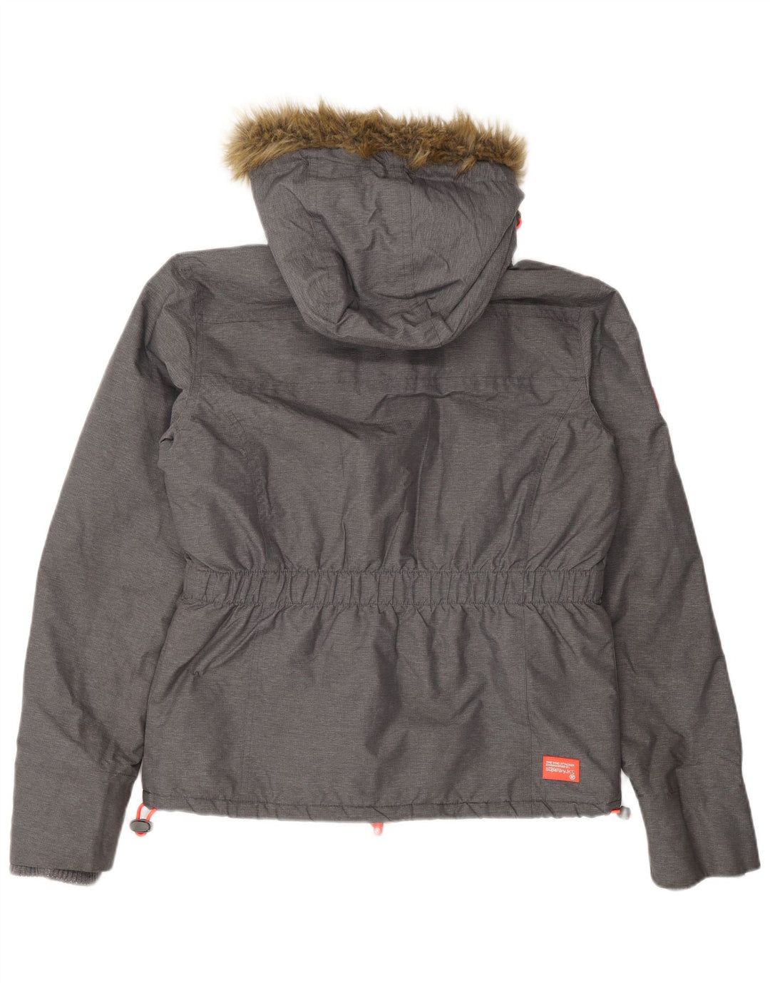 Superdry vindjakke med hætte til kvinder UK 16 Stor grå nylon