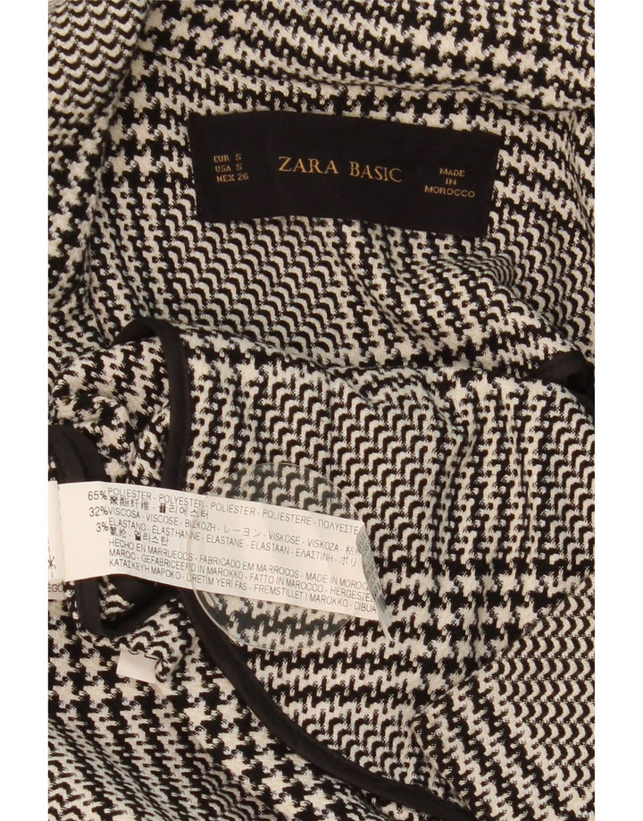 Zara Dame 1 Knap Oversized Blazer Jacket UK 10 Small Black Houndstooth
