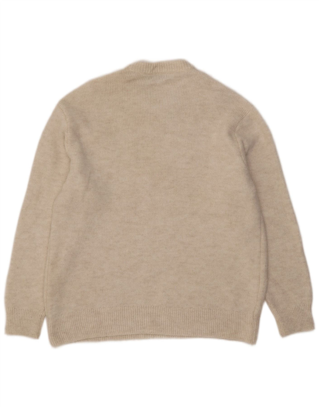 Zara Herre Crew Neck Jumper Sweater Large Off White Akryl