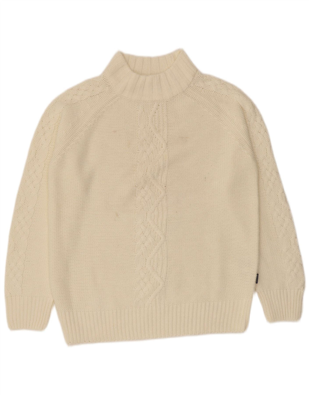Carrera Dame Turtle Neck Jumper Sweater UK 14 Medium Off White Akryl