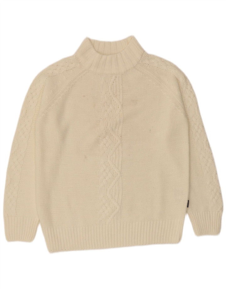 Carrera Dame Turtle Neck Jumper Sweater UK 14 Medium Off White Akryl