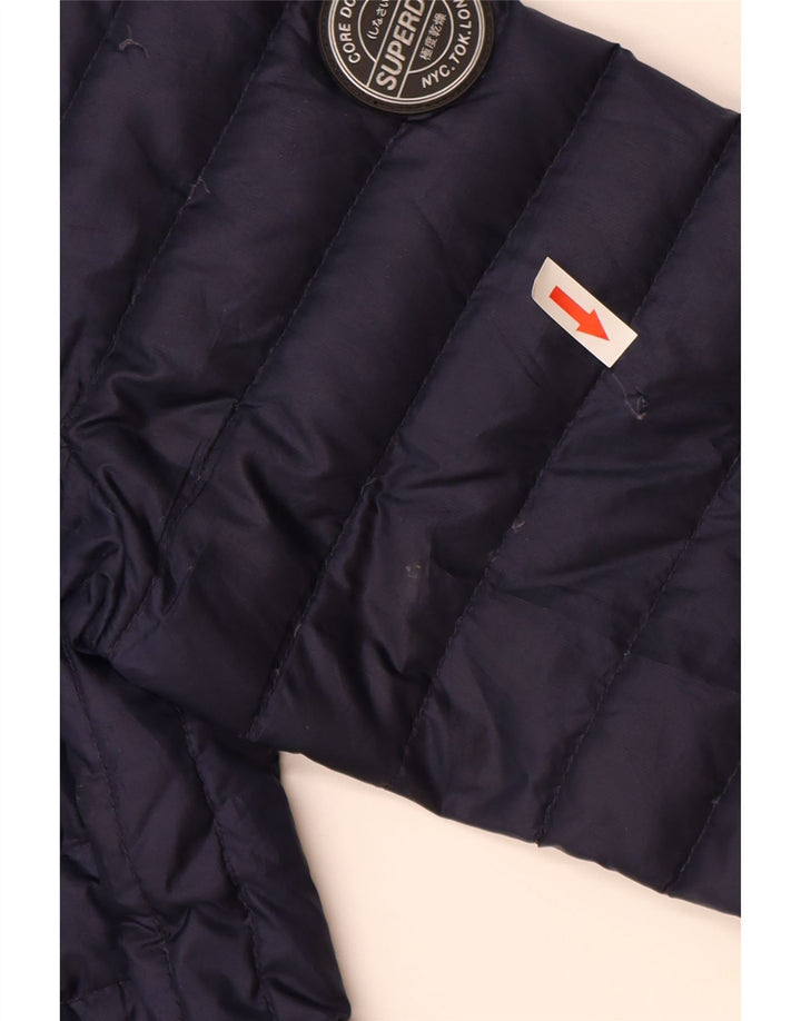 Superdry Polstret hættejakke til kvinder UK 14 Medium Navy Blue Polyester