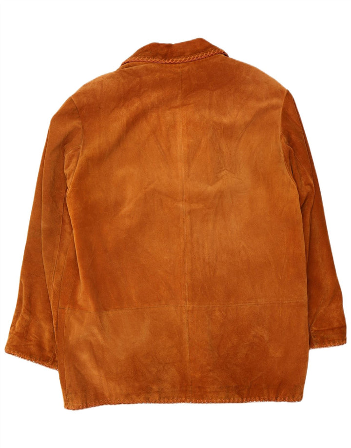 Vintage ruskindsfrakke til kvinder EU 44 XL beige læder