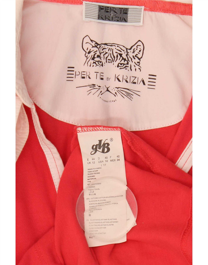 Perte by Krizia Dame 3/4-ærmet bluse Top UK 12 Medium Red Colourblock
