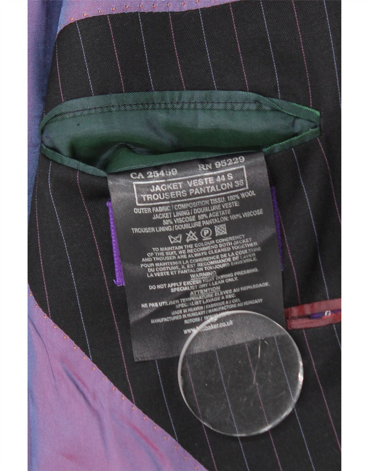 TED BAKER Herre 2-knaps blazerjakke UK 44 2XL Sort nålestribet uld