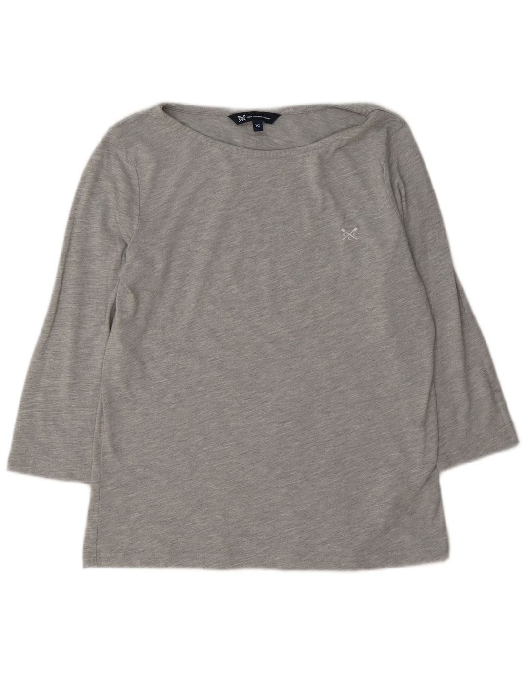 Crew Clothing Dame Top 3/4 ærmer UK 10 Small Grey Polyester