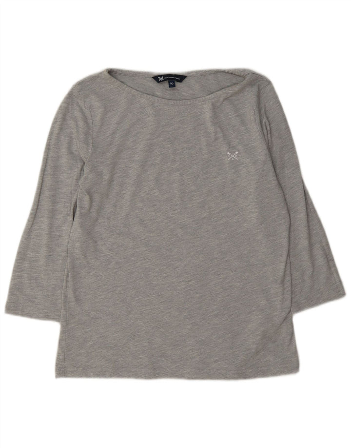 Crew Clothing Dame Top 3/4 ærmer UK 10 Small Grey Polyester
