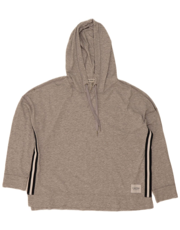 Calvin Klein Dame Loose Fit Hættetrøje Jumper UK 18 XL Gråstribet bomuld