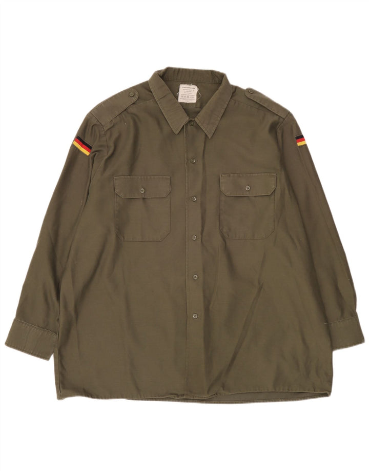 Vintage herre militærskjorte 2XL Khaki Bomuld