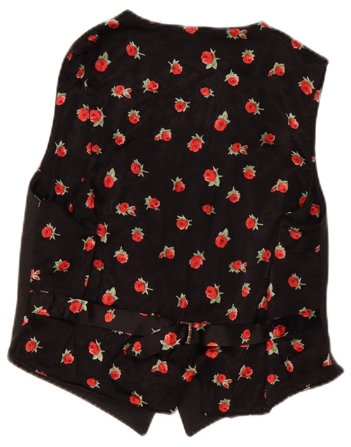 Vintage damevest IT 44 Mellemgrå blomsterbomuld