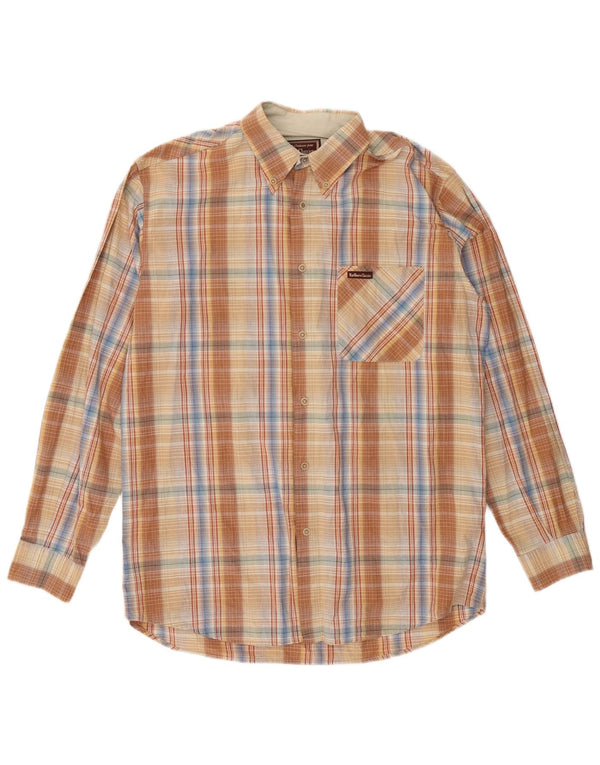 Marlboro Classics Mens Shirt Large Beige Check Cotton