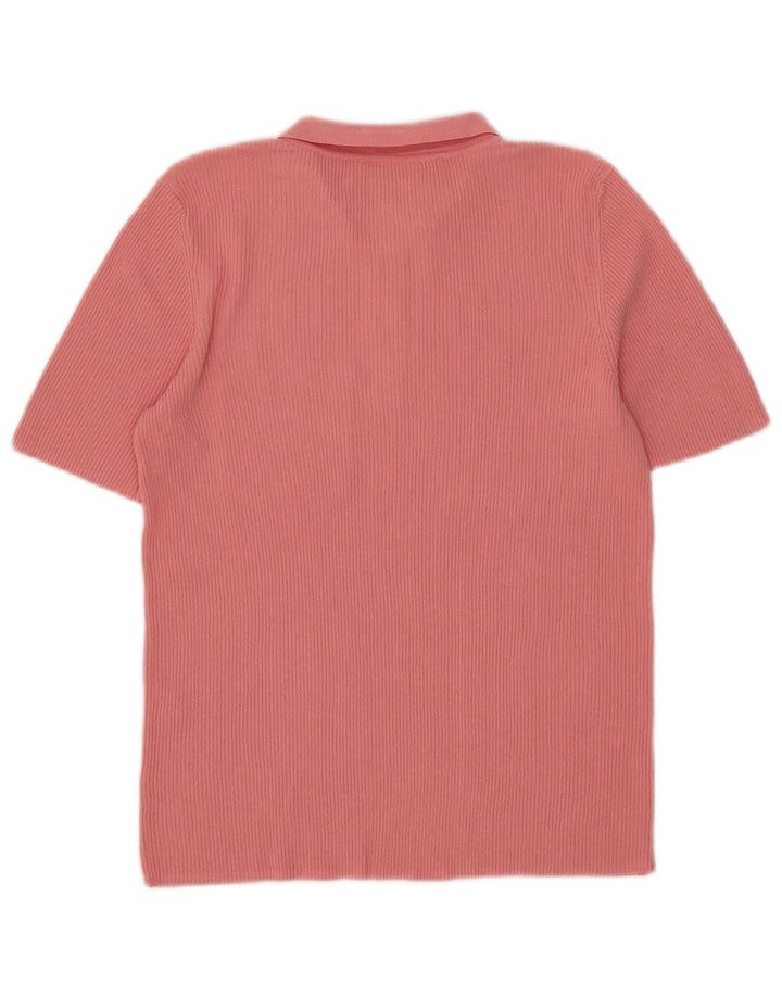 Zara Dame Polo Shirt UK 14 Large Pink Viscose