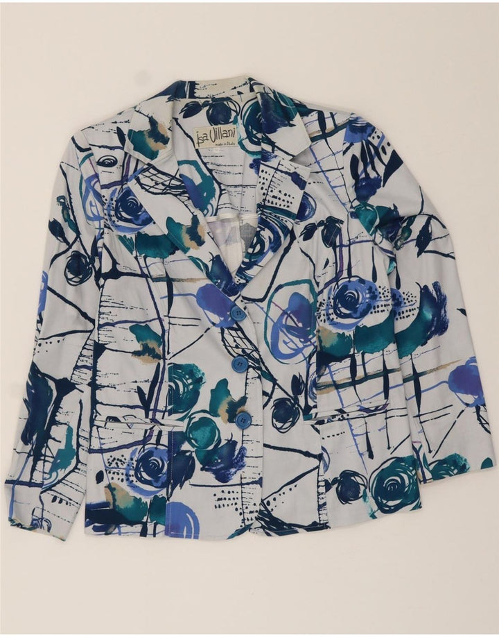 VINTAGE Womens Abstract Pattern 3 Button Blazer Jacket IT 50 XL Blue Vintage Vintage and Second-Hand Vintage from Messina Hembry 