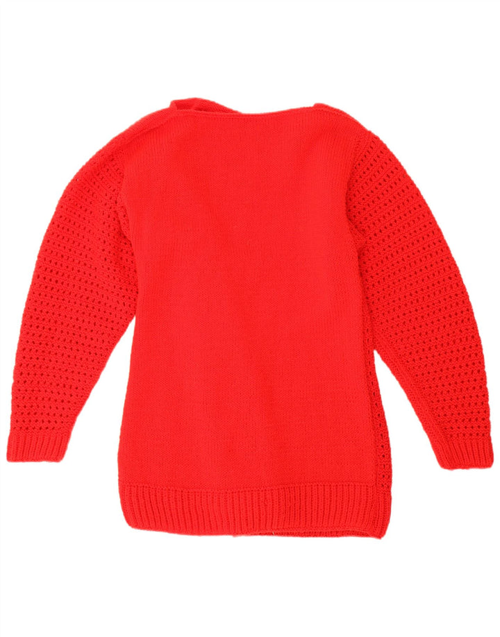 Vintage Herre Boat Neck Jumper Sweater UK 12 Medium Red