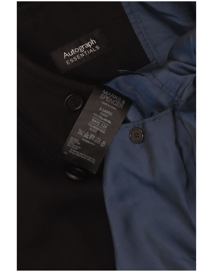 Marks & Spencer Herre Dobbeltradet Frakke UK 42 XL Sort Uld