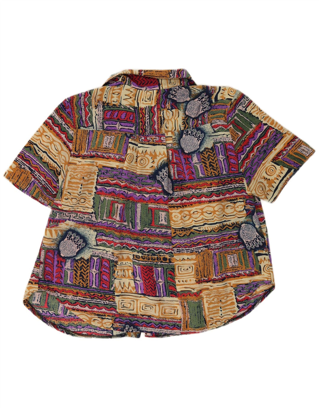 Vintage kvinders abstrakt mønster skjorte bluse UK 20 2XL Flerfarvet