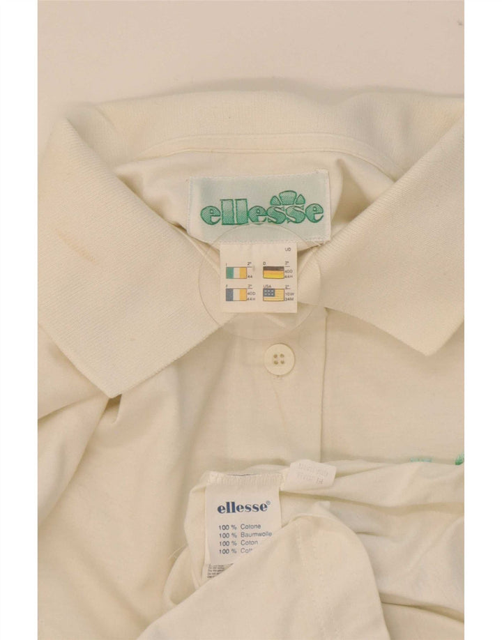 Ellesse Dame Polo Shirt IT 44 Medium White Floral Bomuld