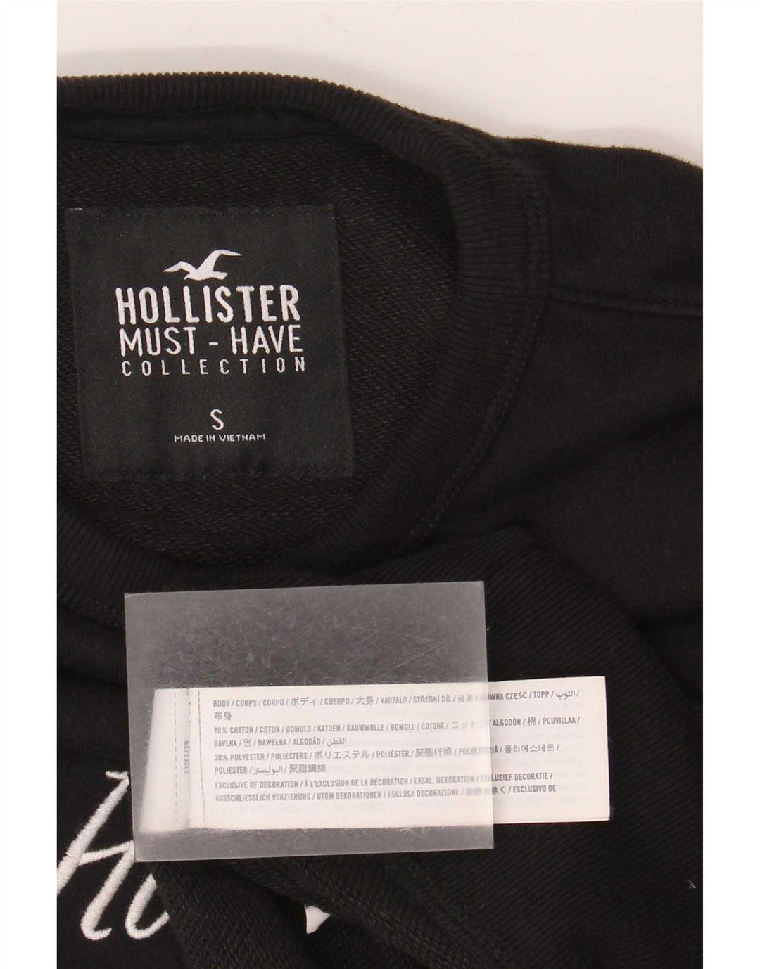 Hollister Herre Grafisk Sweatshirt Jumper Lille sort bomuld