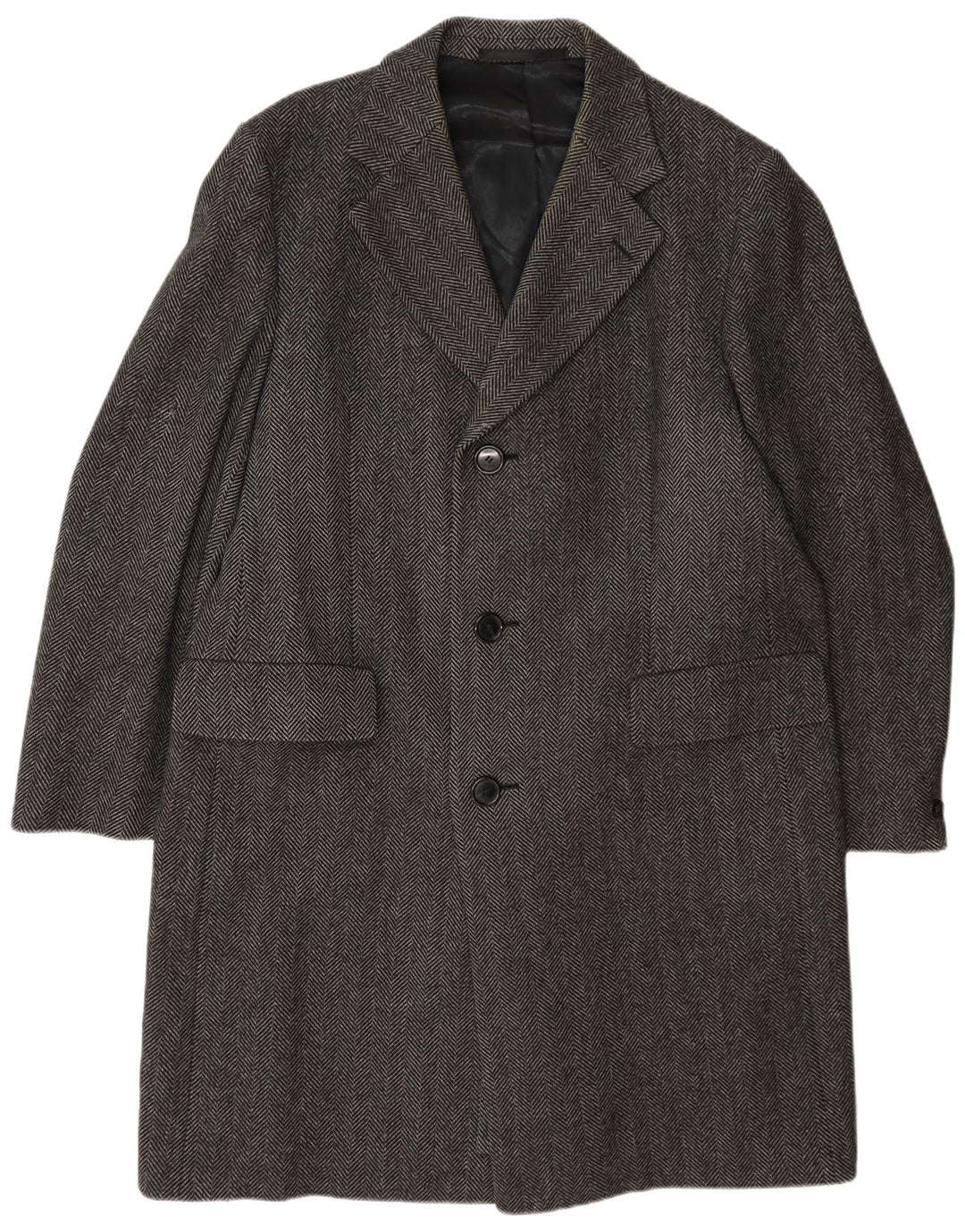 Crombie Herre Overfrakke UK 42 XL Grå Sildebensuld