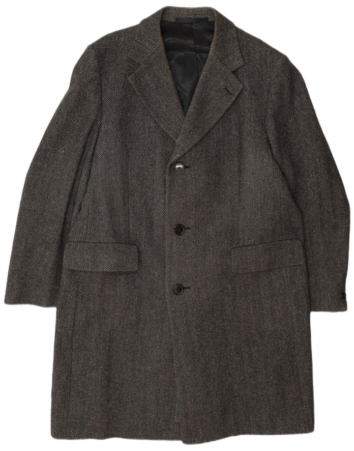 Crombie Herre Overfrakke UK 42 XL Grå Sildebensuld