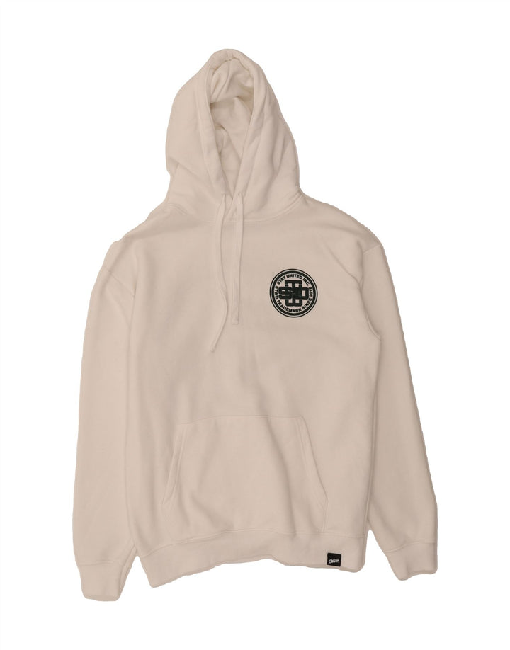 PULL & BEAR Mens Graphic Hoodie Jumper XS White Cotton Vintage Pull & Bear and Second-Hand Pull & Bear from Messina Hembry 