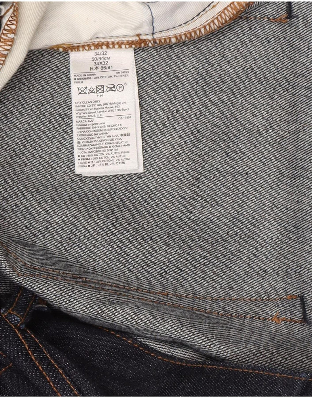 Gap Herre Slim Jeans W34 L32 Marineblå Bomuld