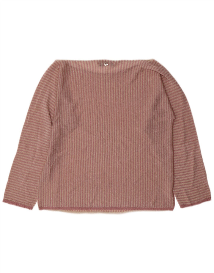 TWINSET Dame Oversized Top Langærmet UK 10 Lille Pink Stribet Viscose