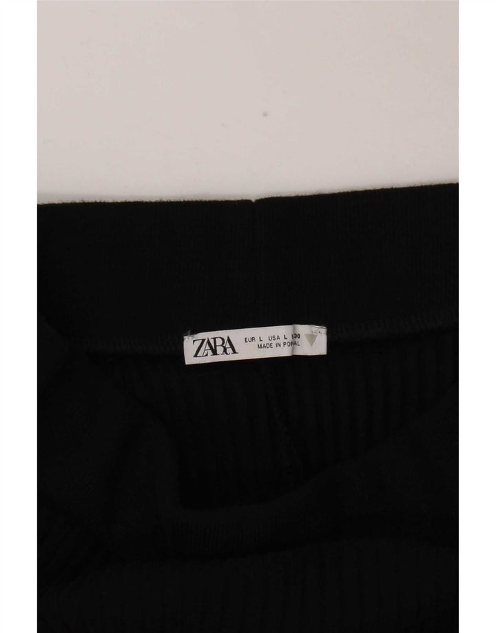 Zara Dame Højtalje Midi Nederdel Large W30 Sort