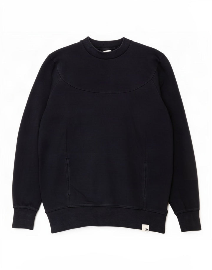 Adidas Dame Oversized Sweatshirt Jumper UK 10 Small Navy Blue Bomuld