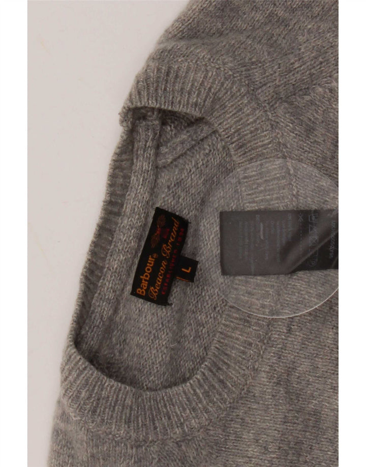 Barbour Herre Boat Neck Jumper Sweater Stor Grå Uld