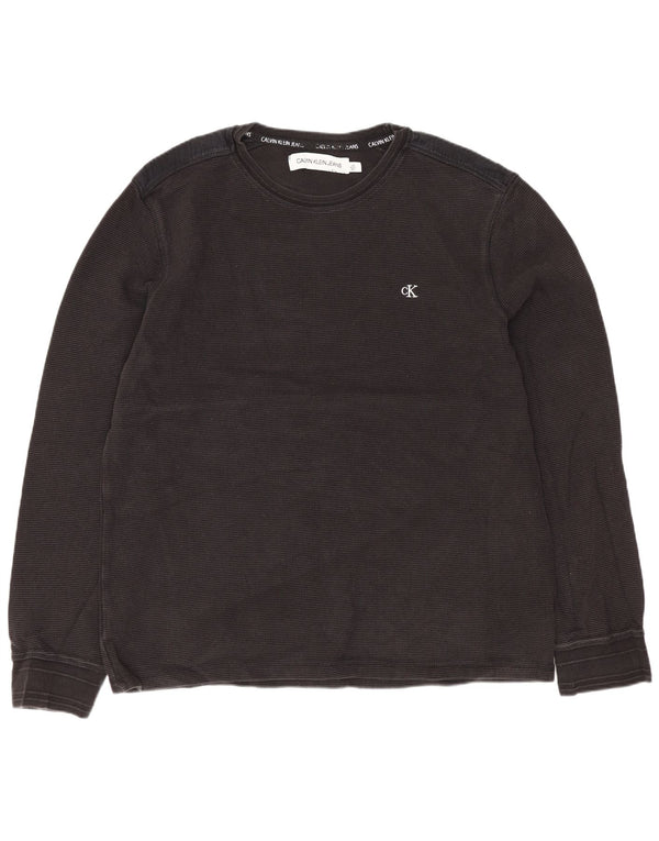 Calvin Klein Jeans Mens Top Long Sleeve Large Black Cotton