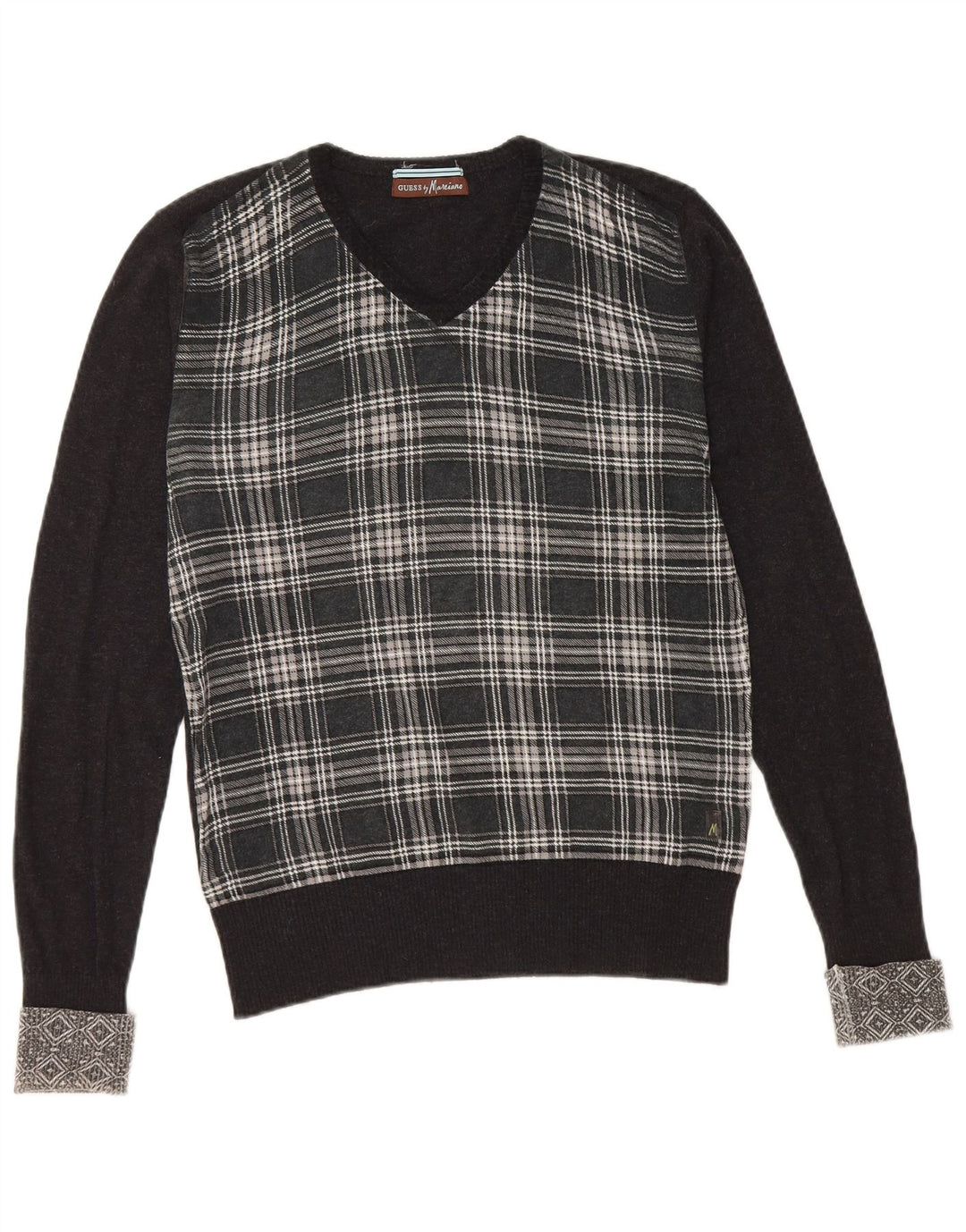 GUESS BY MARCIANO Dame V-hals sweater UK 10 Small Black Check