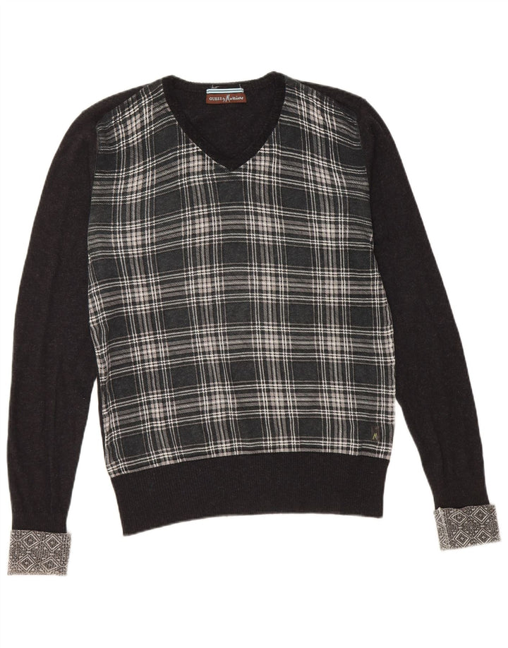GUESS BY MARCIANO Dame V-hals sweater UK 10 Small Black Check