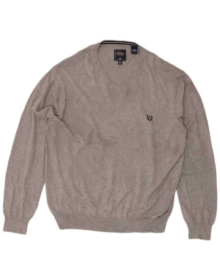 Chaps Herre V-hals sweater 2XL Grå Bomuld