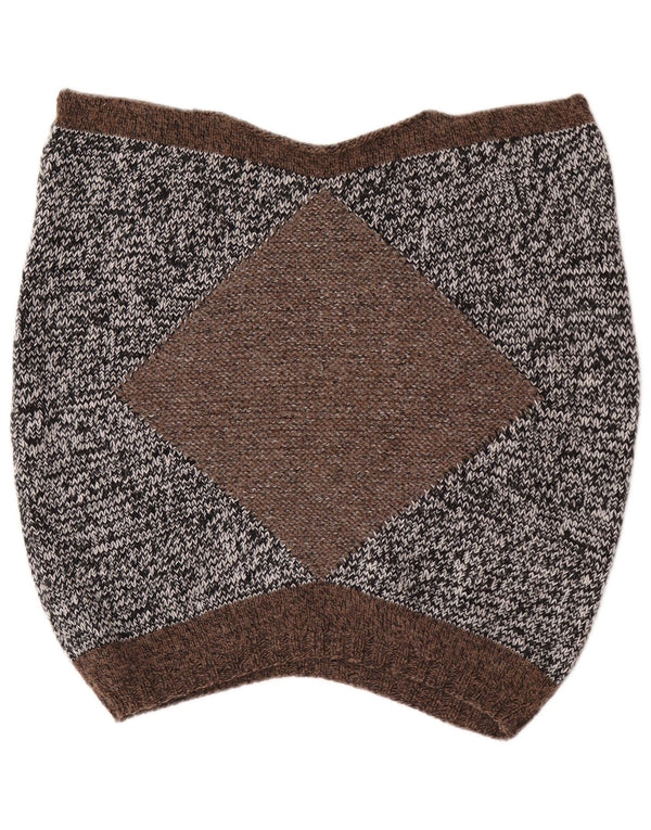 Vintage Kvinders Kortærmet Button Neck Jumper Sweater UK 14 Medium Grey