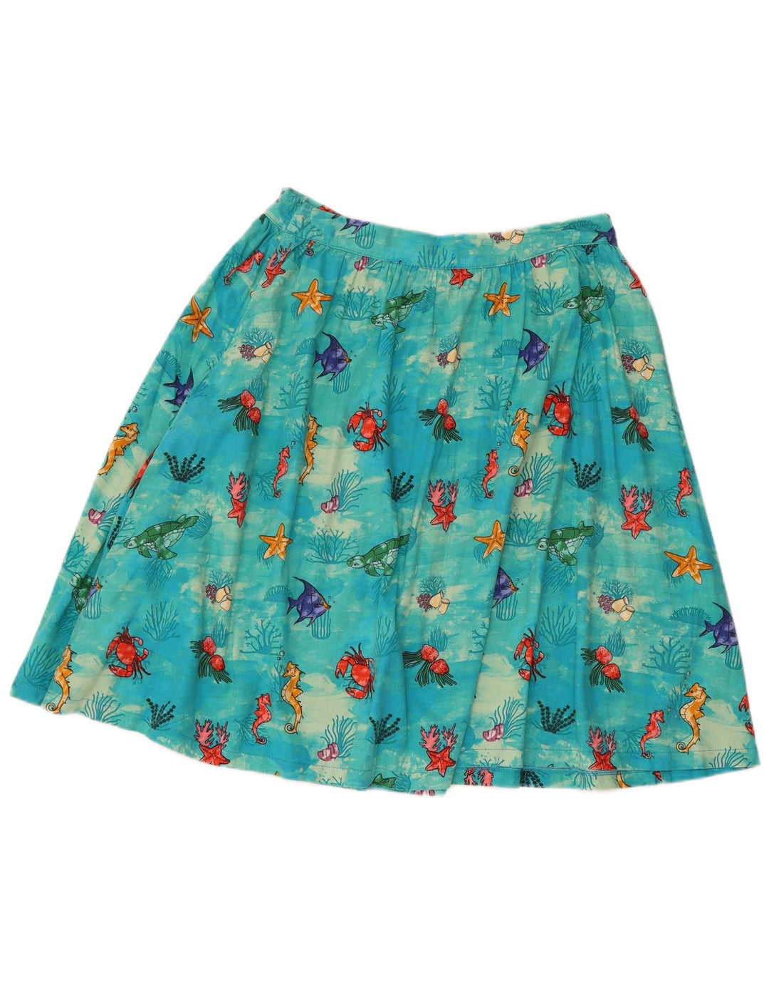 Lindy bop Dame Abstrakt Mønster Flared Skirt UK 12 Medium W30 Blå Bomuld