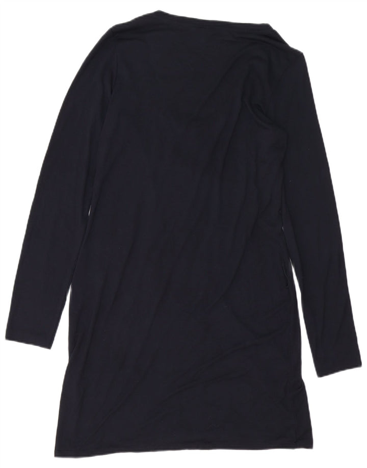 BENETTON Dame Langærmet Shift Dress UK 14 Medium Navy Blue