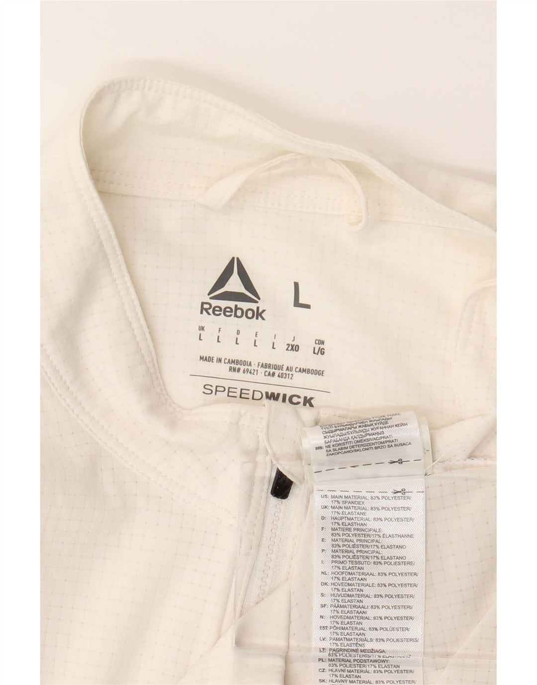 REEBOK Træningsdragt til mænd, topjakke, stor hvid ternet polyester