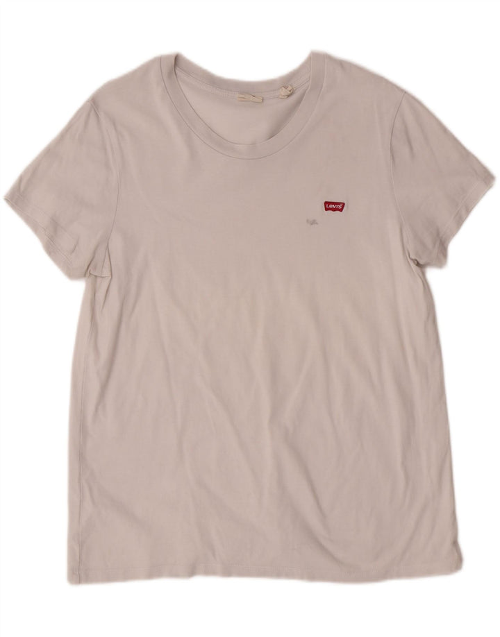 LEVI'S Womens T-Shirt Top UK 12 Medium White Vintage Levi's and Second-Hand Levi's from Messina Hembry 