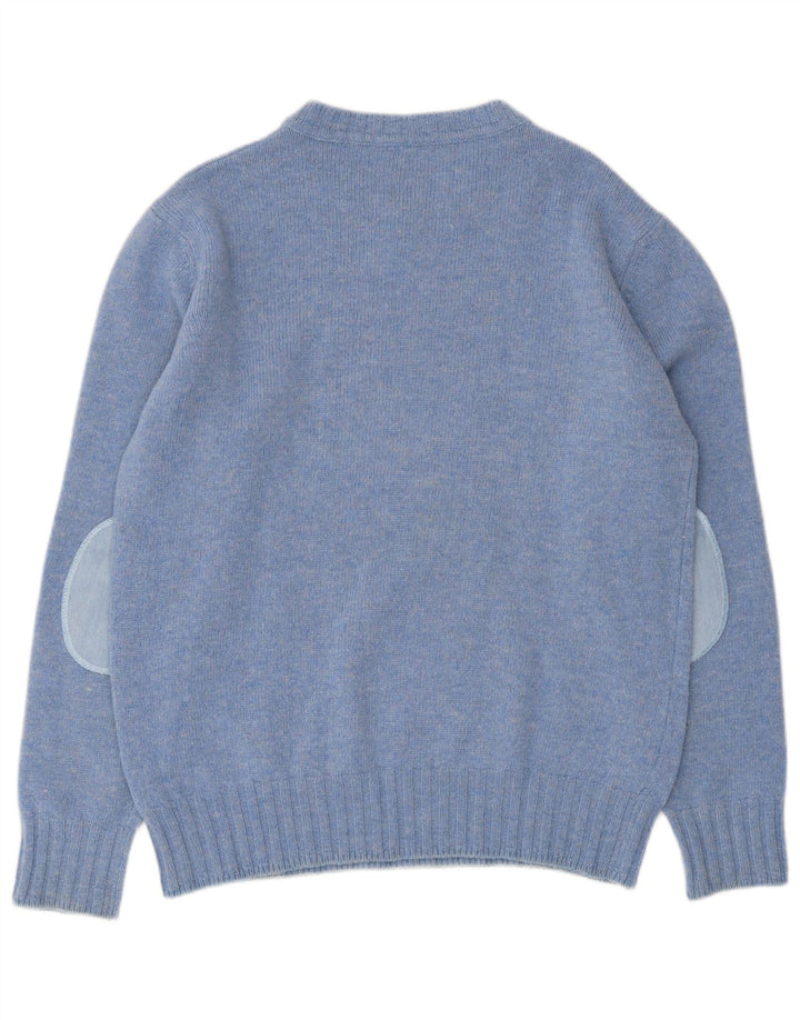 Murphy & Nye Herre V-hals trøje Sweater Large Blue Colourblock Uld
