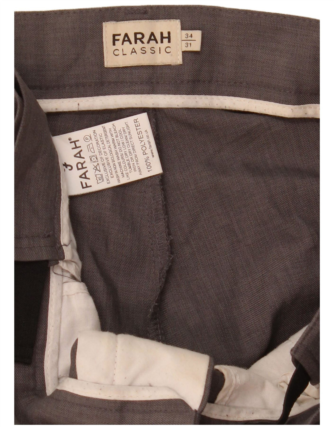 Farah Herre Regular Chino Bukser W34 L31 Grå Polyester