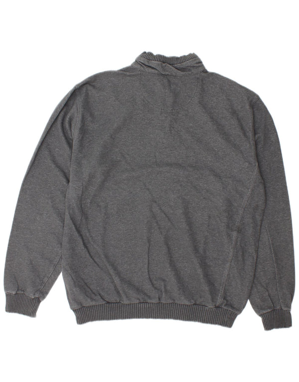 Champion Herre Zip Neck Sweatshirt Jumper XL Grå Bomuld