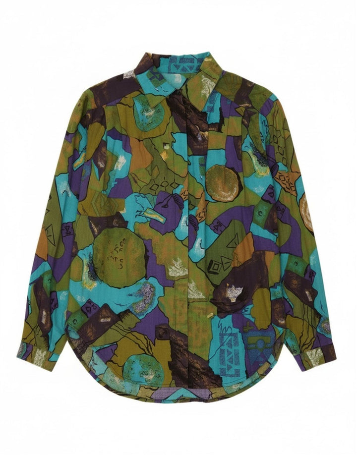 Vintage kvinders abstrakt mønster skjorte bluse UK 22 3XL flerfarvet