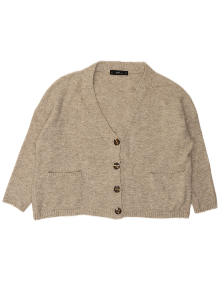 Zara Dame oversized cardigan sweater UK 10 Small Grey Flecked